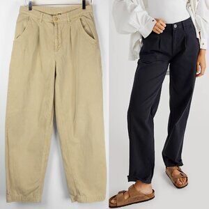 Free People Cya Later Pants 100% Cotton Skate Trouser Relaxed Wheat Tan Size 6